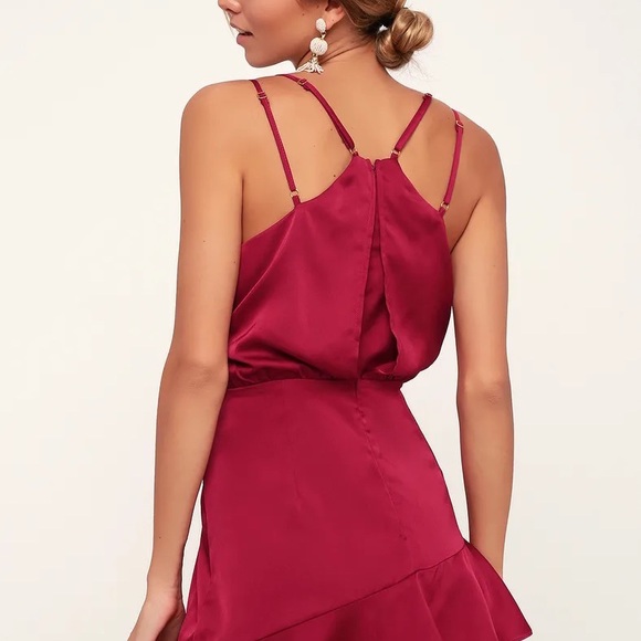 On the Floor Fuchsia Satin Ruffle Dress - Picture 5 of 8